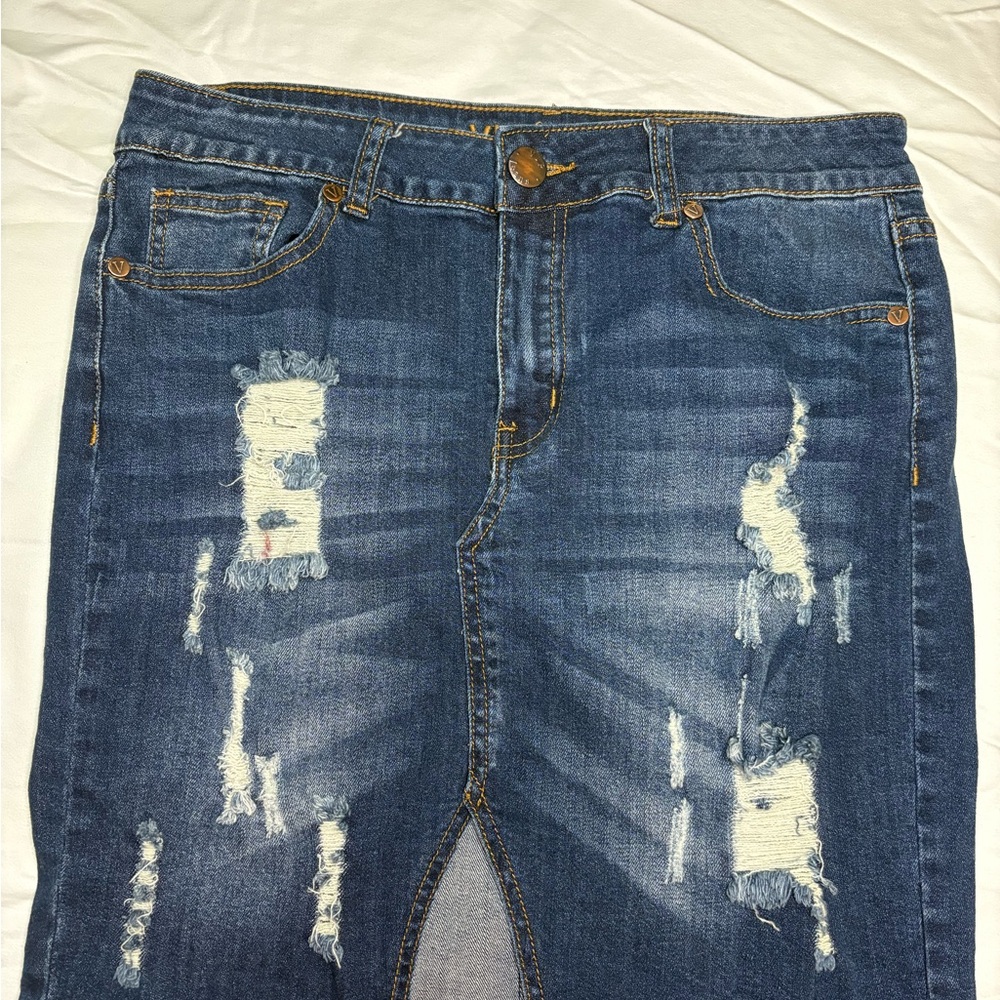 VIP High Rise Distressed Blue Jeans